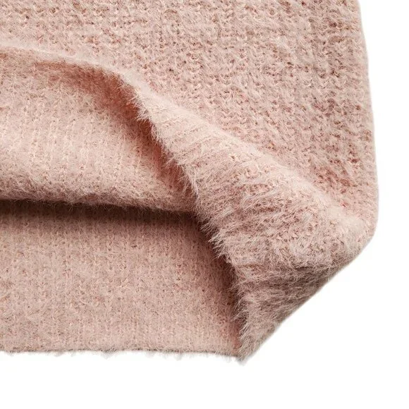 Mimi Chica Fuzzy Plush Hairy Sweater Skirt Blush Light Pink M - Picture 3 of 10